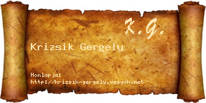 Krizsik Gergely névjegykártya